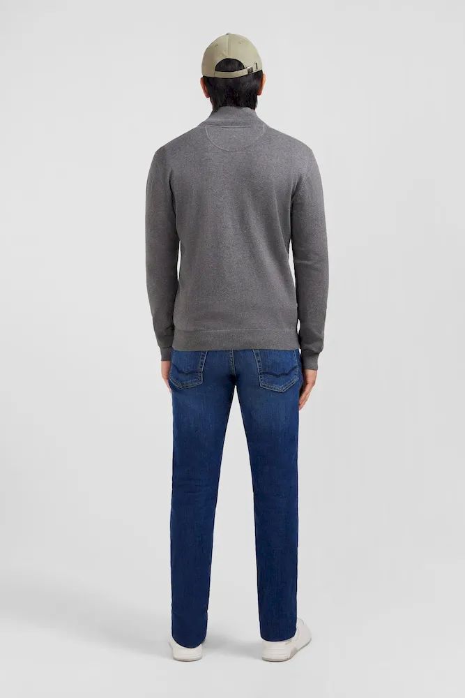 Cardigan gris zippé en coton – Bild 6