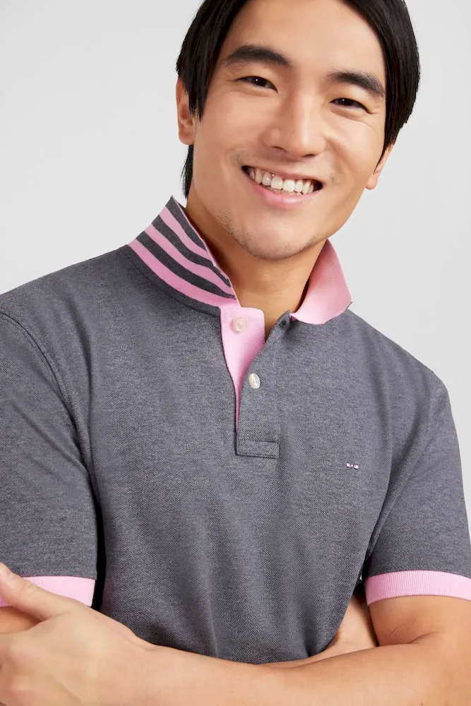 Polo gris en coton pima avec détails contrastés – Bild 3