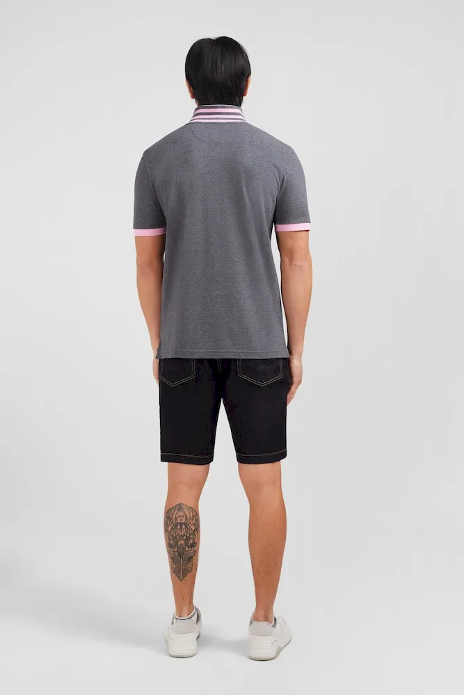 Polo gris en coton pima avec détails contrastés – Bild 4