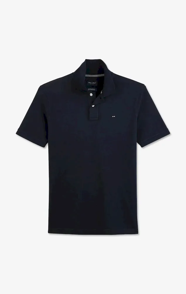 Polo Noir En Coton Pima Stretch