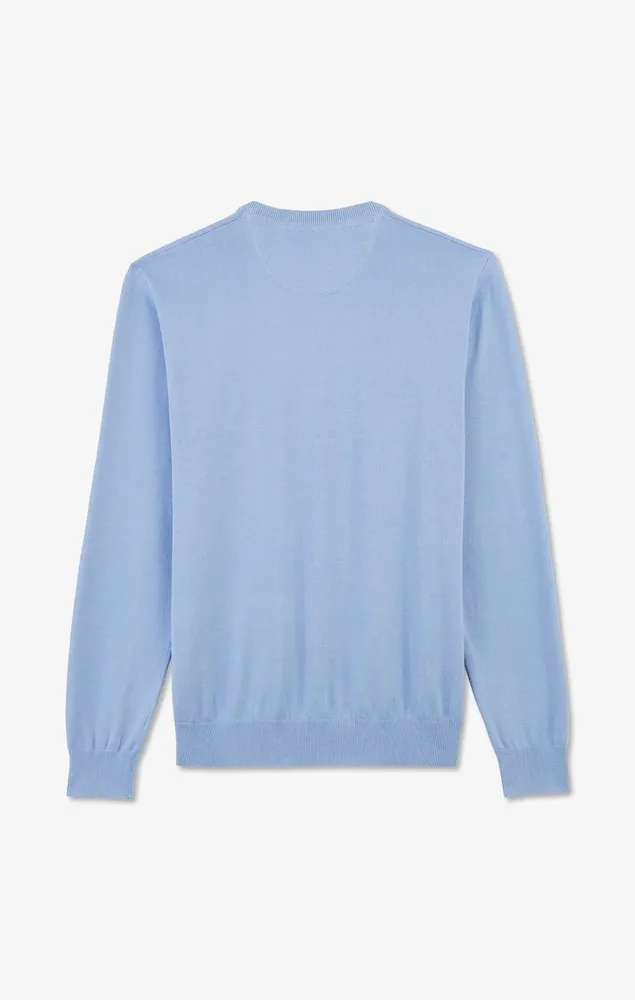 Pull bleu à col rond en coton – Bild 4