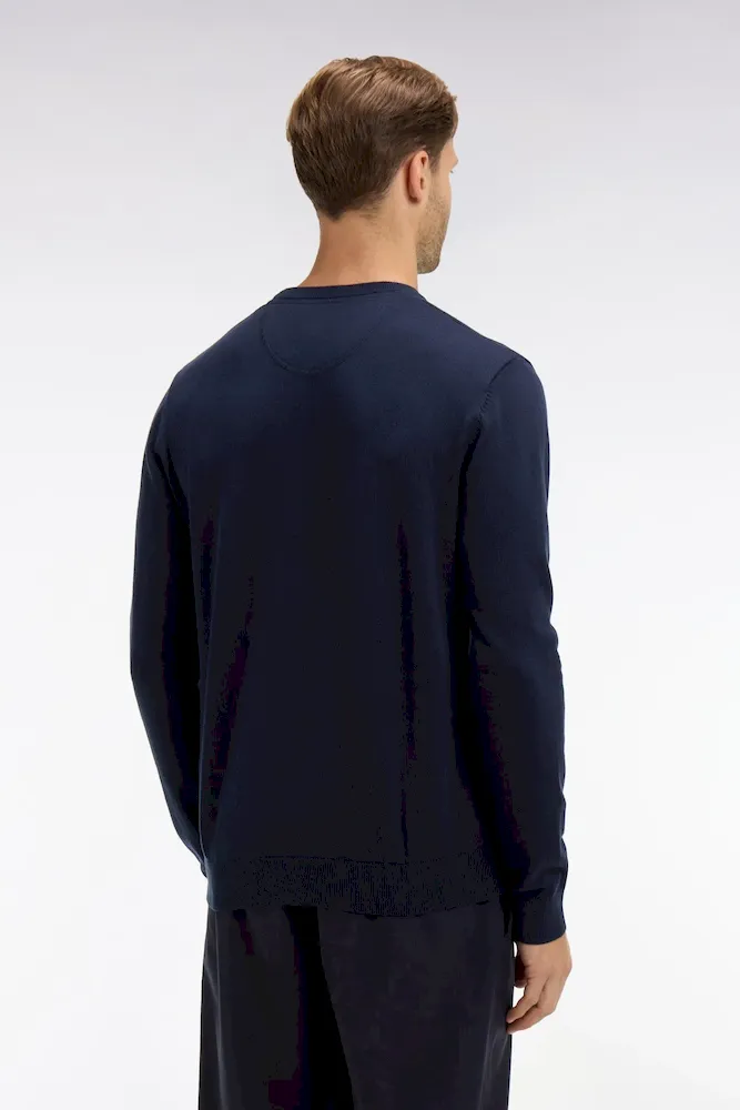 Pull bleu marine à col rond en coton – Bild 5