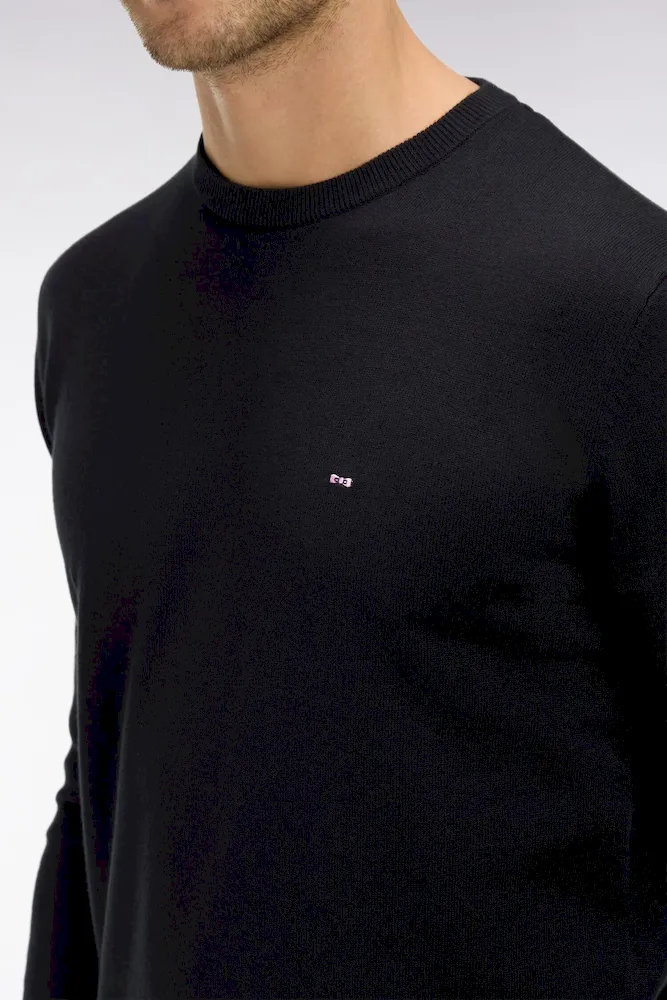 Pull noir à col rond en coton – Bild 3