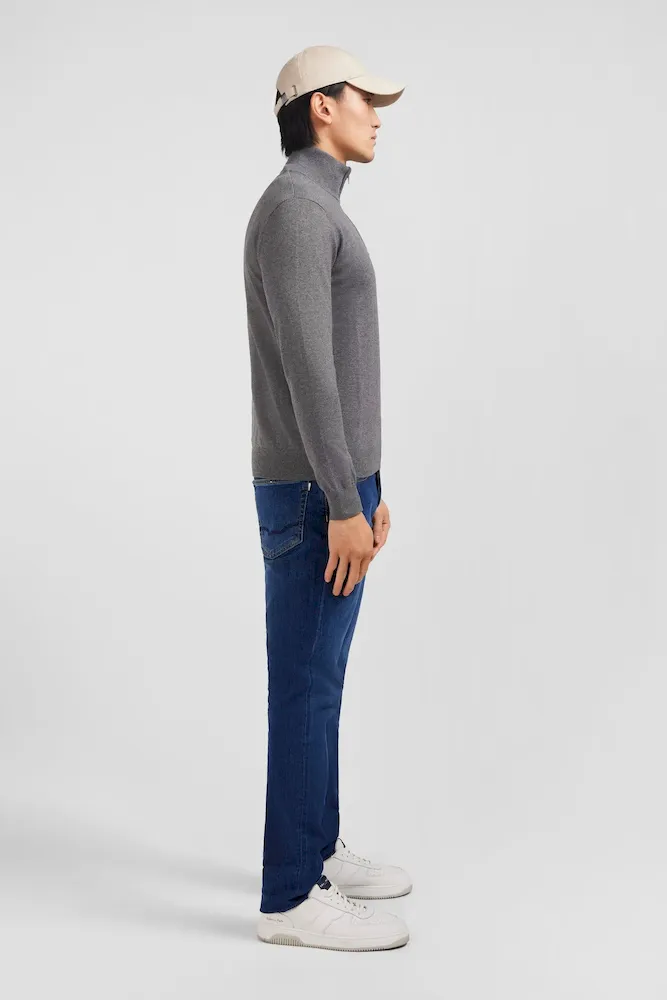 Pull gris à col camionneur en coton – Bild 5