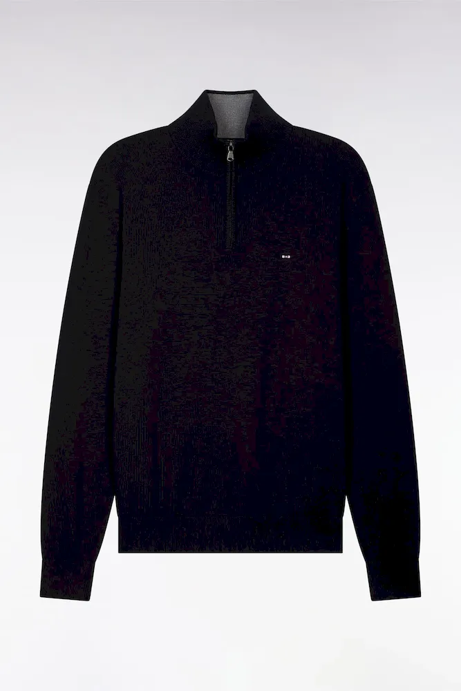 Pull Noir à Col Camionneur En Coton