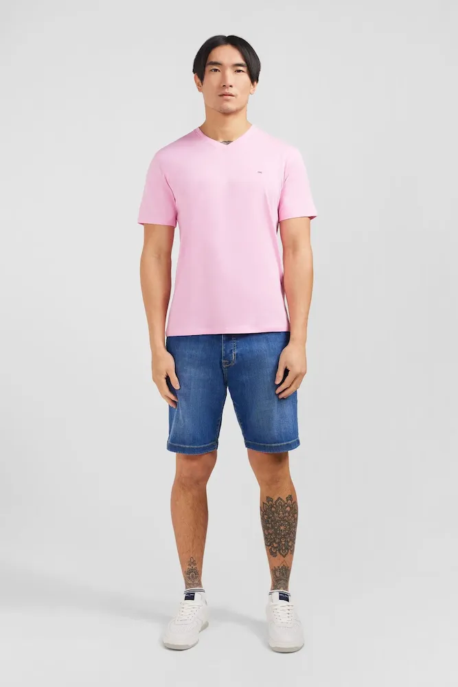 T-shirt rose col V à manches courtes – Bild 7