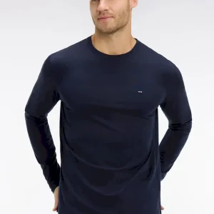 T-shirt bleu marine col rond à manches longues