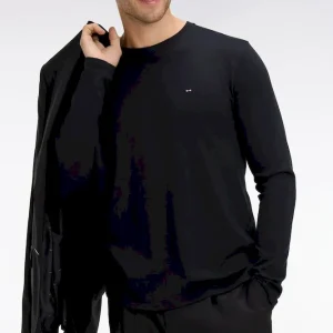 T-shirt noir col rond à manches longues