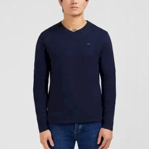 Alternative view of T-shirt bleu marine col V à manches longues