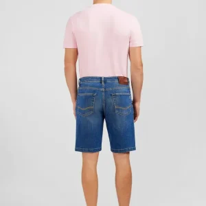 Alternative view of Bermuda bleu foncé en jean effet délavé