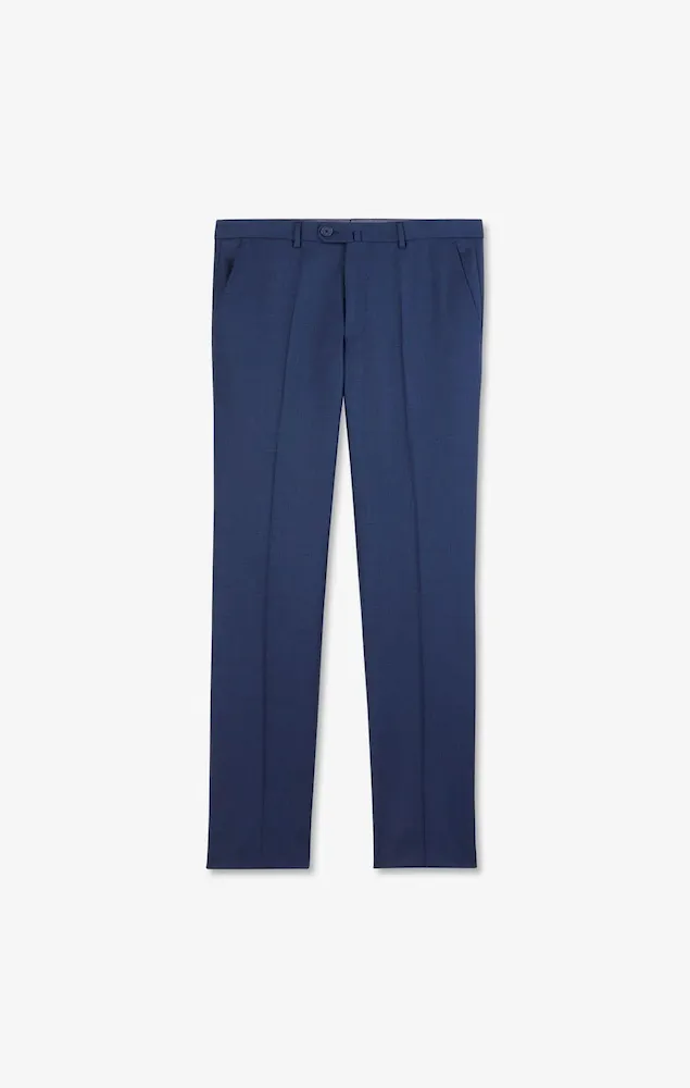 Pantalon regular bleu en laine à plis cassés – Bild 2
