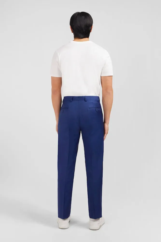 Pantalon regular bleu en laine à plis cassés – Bild 3