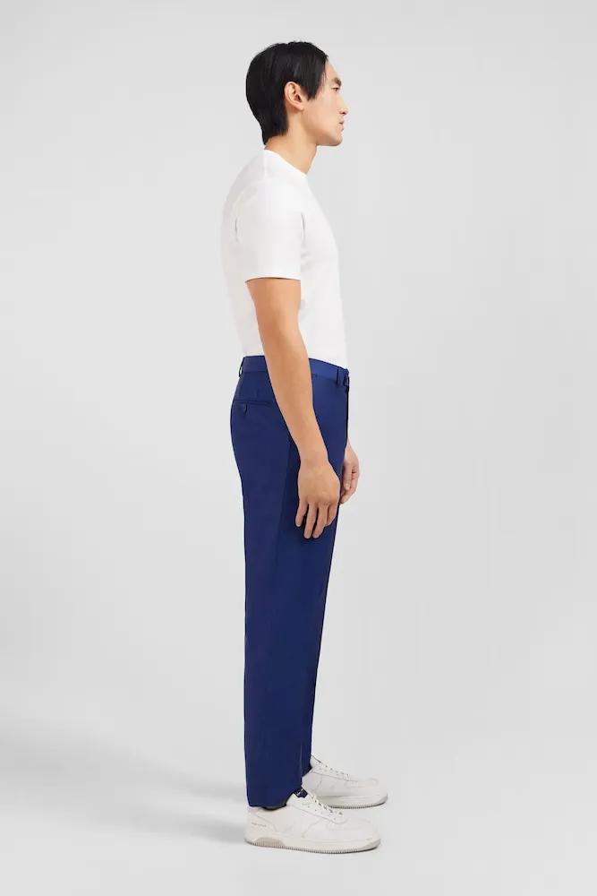 Pantalon regular bleu en laine à plis cassés – Bild 5