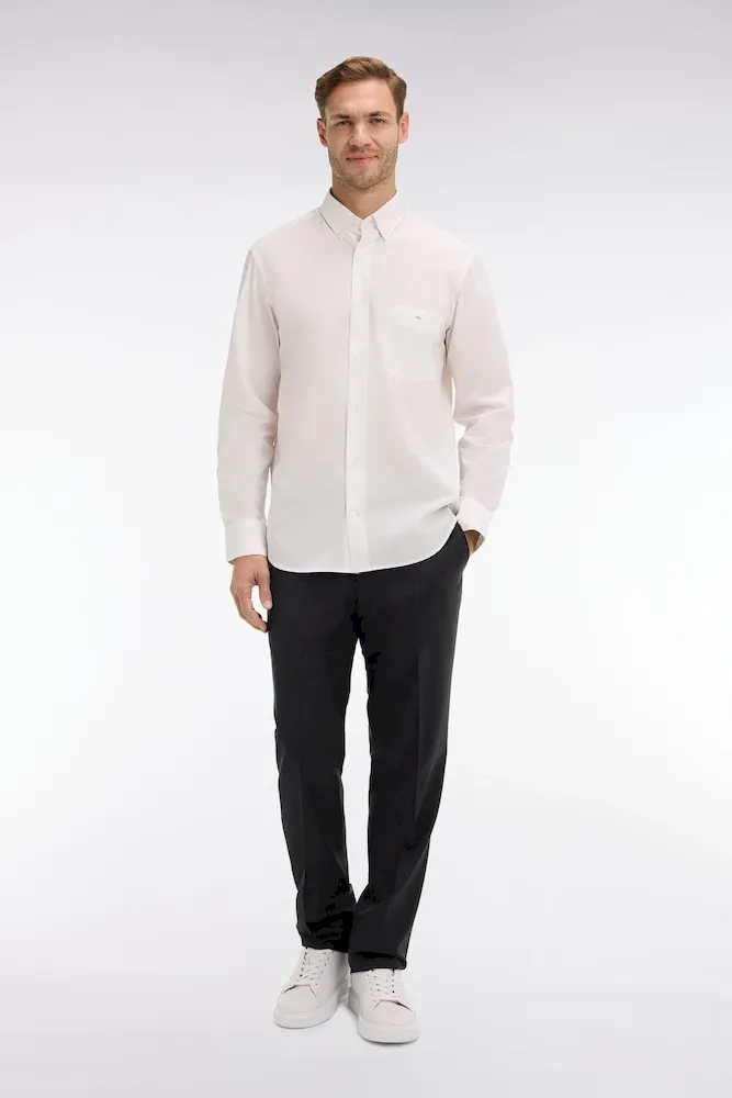 Pantalon regular gris foncé en laine à plis cassés – Bild 3