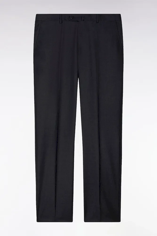 Pantalon regular gris foncé en laine à plis cassés – Bild 2