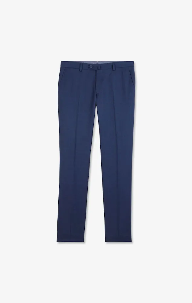 Pantalon Slim Bleu En Laine à Plis Cassés