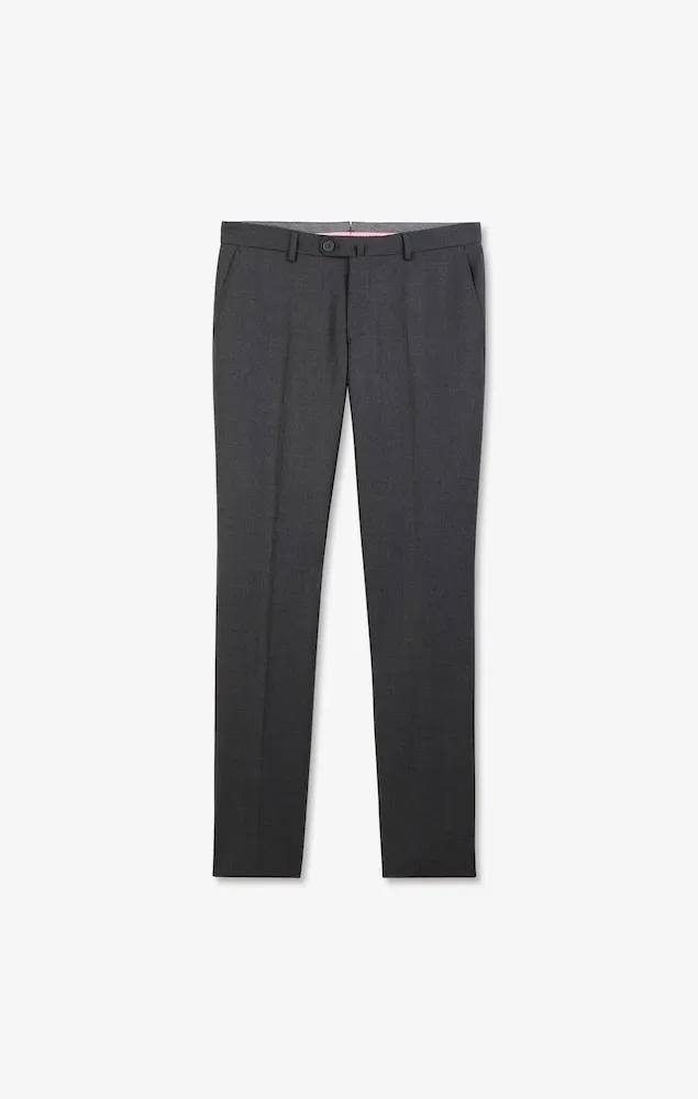 Pantalon Slim Gris En Laine à Plis Cassés