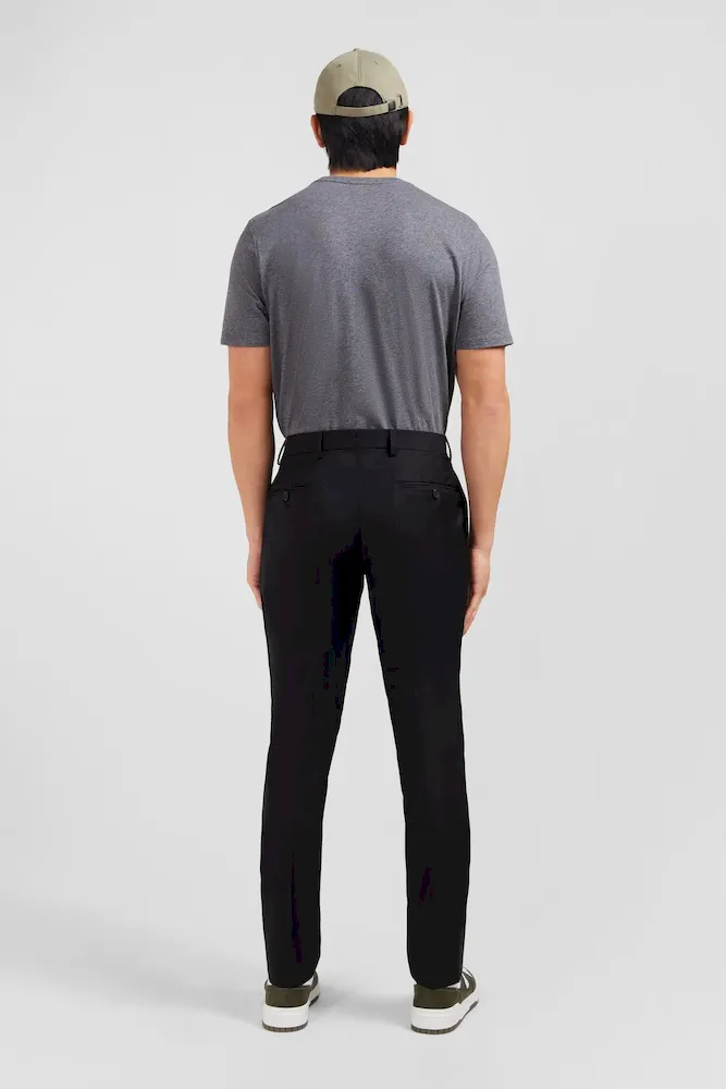 Pantalon slim noir en laine à plis cassés – Bild 3