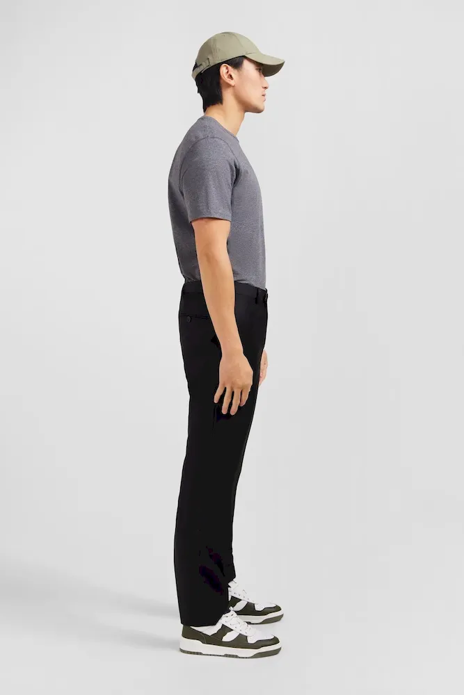 Pantalon slim noir en laine à plis cassés – Bild 5