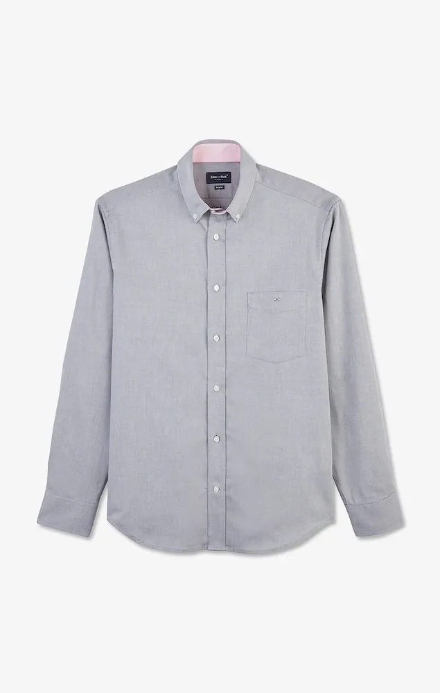 Chemise Gris Clair Unie En Coton