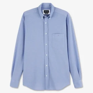 Alternative view of Chemise slim en coton pinpoint bleu