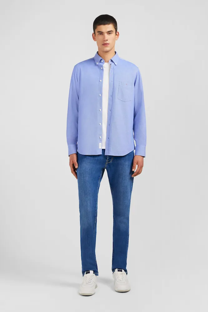 Chemise en coton pinpoint bleu – Bild 7
