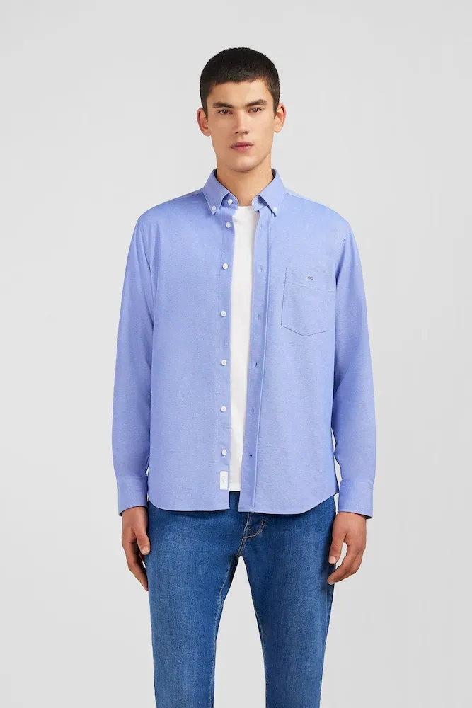 Chemise en coton pinpoint bleu – Bild 3