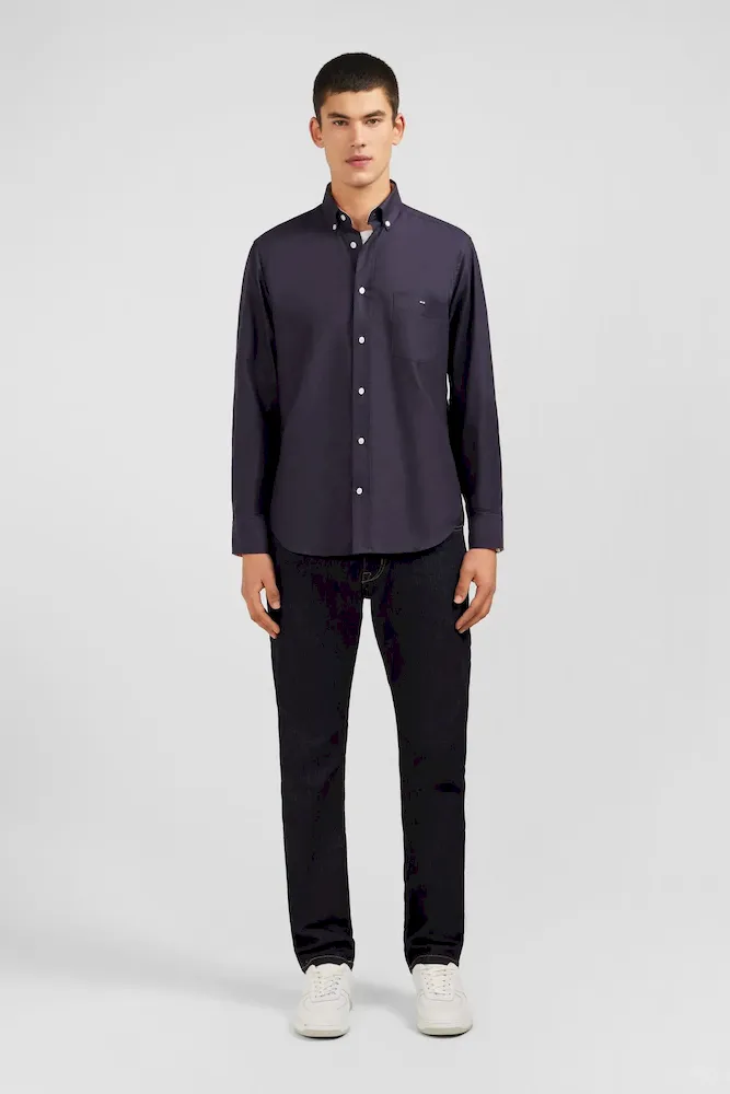 Chemise gris foncé unie en coton – Bild 7