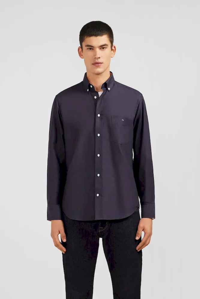 Chemise gris foncé unie en coton – Bild 3