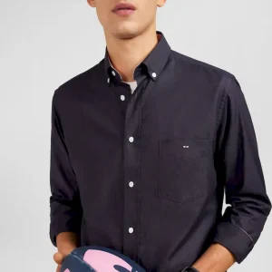 Chemise gris foncé unie en coton