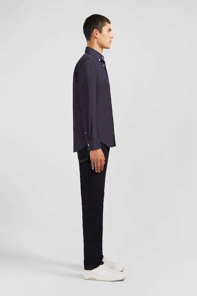 Chemise gris foncé unie en coton – Bild 5