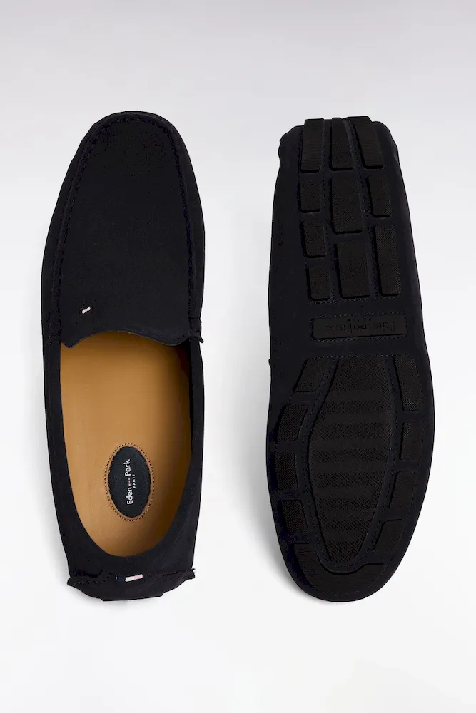 Mocassins En Cuir Suédé Bleu Marine