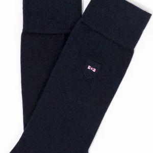 Alternative view of Chaussettes montantes bleu marine color-block