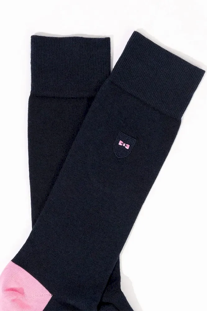 Chaussettes Montantes Bleu Marine Color-block