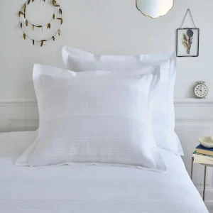 Lot de taies d'oreillers carrées en percale de coton blanche