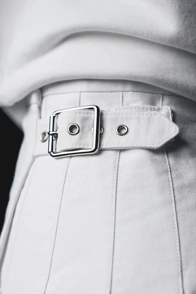 Jupe kilt plissée blanche à galon rayé Pap'atelier – Bild 3