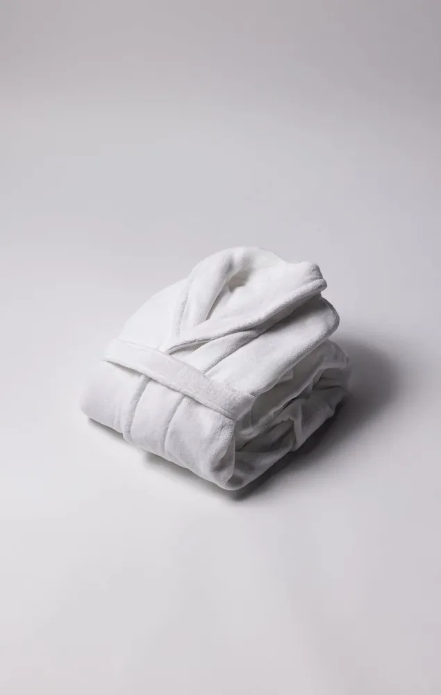 Peignoir en coton éponge blanc brodé