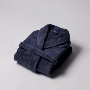 Peignoir en coton éponge marine brodé